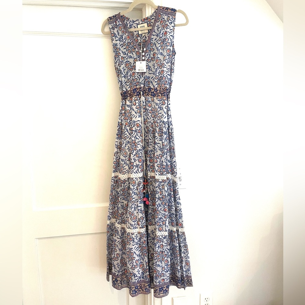 NWT Bell Collection Patricia Cotton Floral Maxi Dress with Tassels